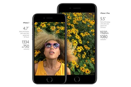iPhone 7 and iPhone 7 Plus camera comparison iPhone 7 and iPhone 7 Plus camera comparison, with both taken a picture of a woman lying on yellow flowers